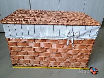 Cesta portabiancheria vimini con fodera interna