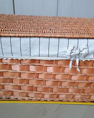 Cesta portabiancheria vimini con fodera interna