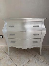 Cassettiera argento stile barocco contemporaneo