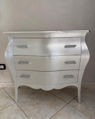 Cassettiera argento stile barocco contemporaneo