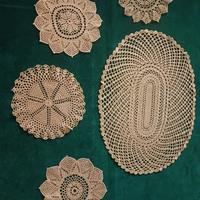 set centrini uncinetto cotone beige