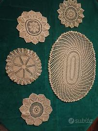 set centrini uncinetto cotone beige