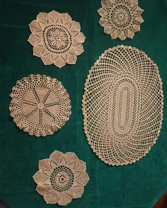 set centrini uncinetto cotone beige