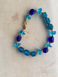 Braccialetto pietre azzurre murano