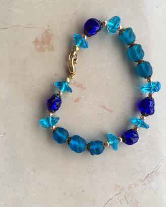Braccialetto pietre azzurre murano
