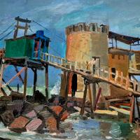 olio Manfredo Acerbo Bilancia da pesca di Ostia