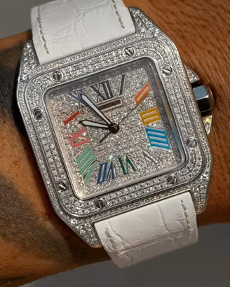 Cartier santos 100 Arcobaleno commerciante con sed