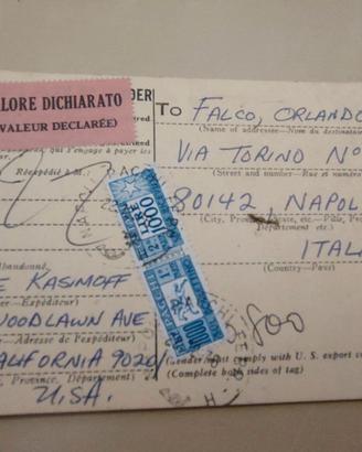Documento Postale 1976 USA per Napoli - Pacchi Pos