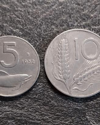 5 Lire e 10 Lire 1952 Italia