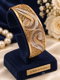 Bracciale cuff schiava filigrana argento 925 oro