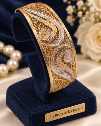 Bracciale cuff schiava filigrana argento 925 oro