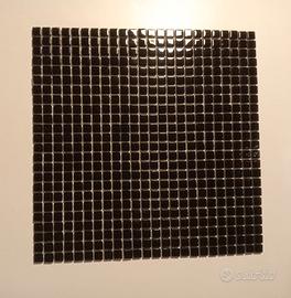 MOSAICO VETROSO SU RETE NERO LUCIDO  9FOGLI