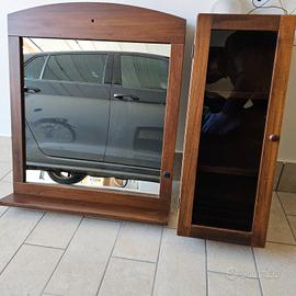 Specchio bagno legno con mobiletto 