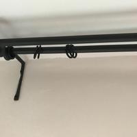 Bastone tenda doppio, 12 anelli, in ferro battuto