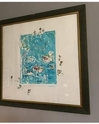 Mario Schifano litografia Walther Lilies