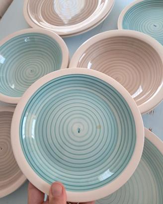 Piatti Tognana turchese beige stoneware decorati