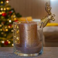 Candela Decorativa Oro con Cervo