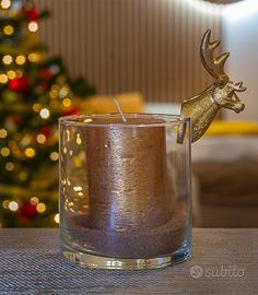 Candela Decorativa Oro con Cervo