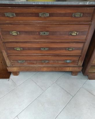 Cassettone antico in legno e marmo 