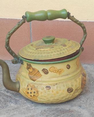 teiera bollitore decoupage in rame