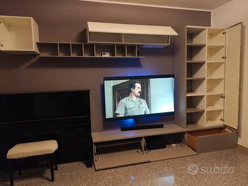 Soggiorno living MOBILE legno tortora bianco