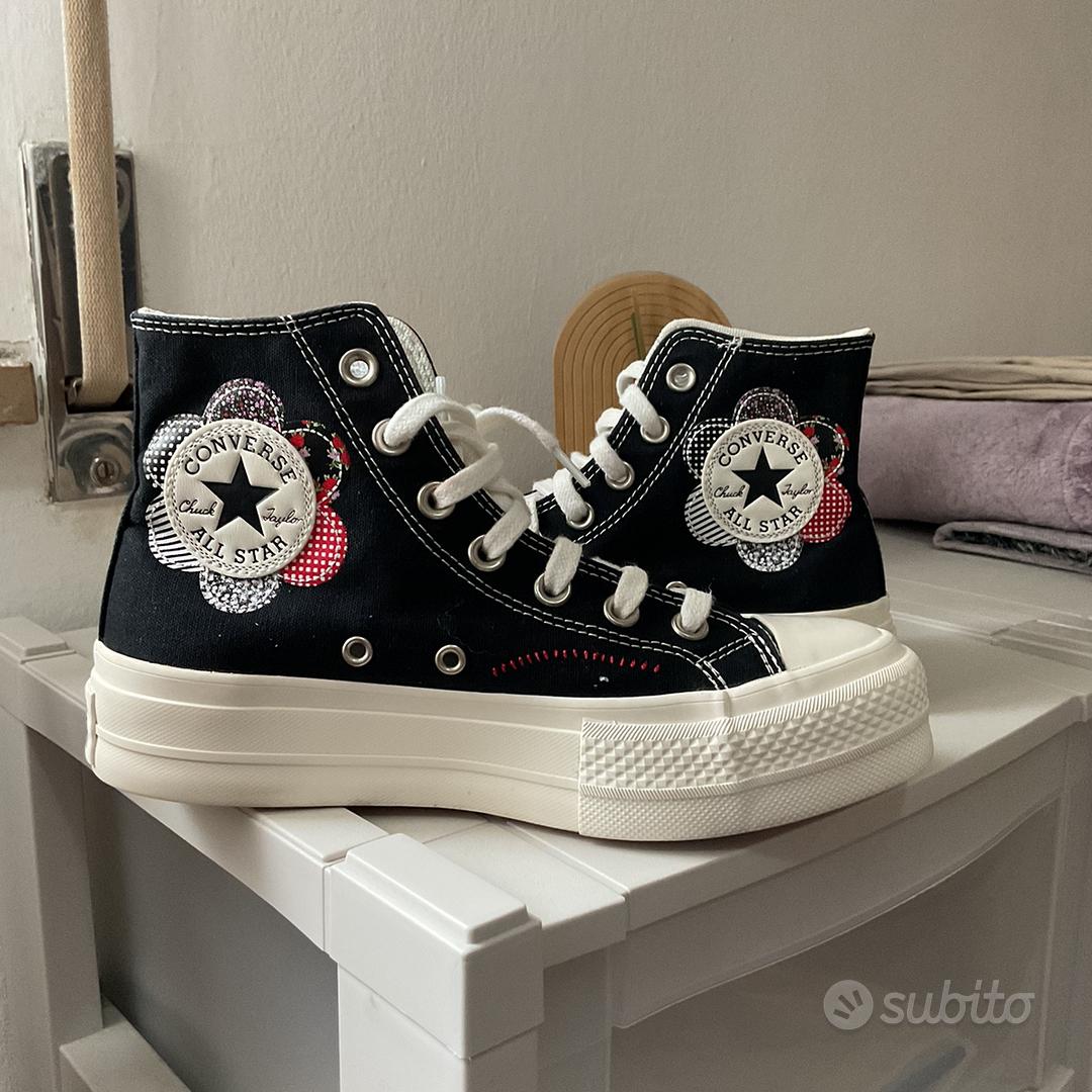 Converse nere alte on sale brillantini