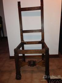 5 antiche sedie in noce restaurate
