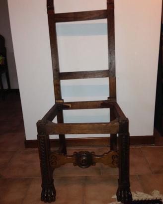 5 antiche sedie in noce restaurate