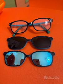 Occhiele da vista bambino con due clip sole