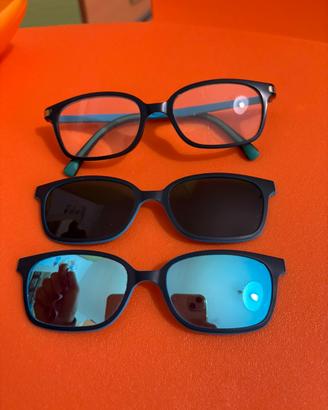 Occhiele da vista bambino con due clip sole