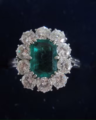 Anello oro 18k diamanti e smeraldo