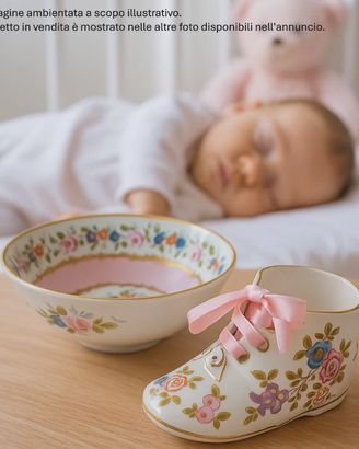 Ciotola e scarpina ceramica - IDEA BATTESIMO Bimba