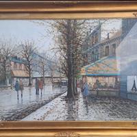 Olio si tela con cornice - Parigi - Franco Licini