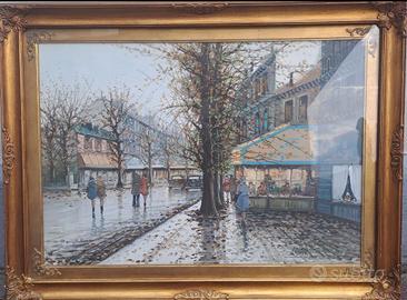 Olio si tela con cornice - Parigi - Franco Licini