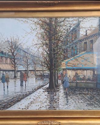 Olio si tela con cornice - Parigi - Franco Licini