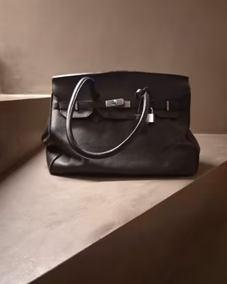 Borsa artigianale in pelle nera
