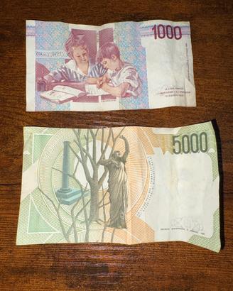 Lotto Lire 5000 800999 + 1000 100245 Seriali Bassi