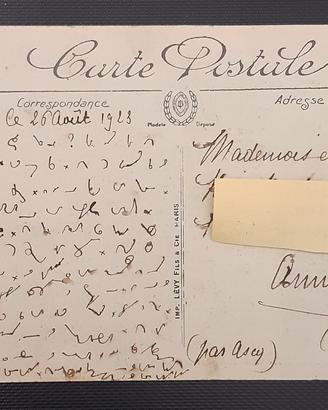 Cartolina stenografata curiosità Francia 1923 fp