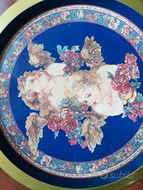 Vassoio Tabaret antico Angeli Putti Motivo Floreal