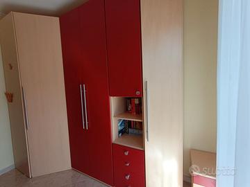 CAMERETTA COMPLETA (LEGNO CHIARO / ROSSO)