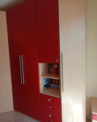 CAMERETTA COMPLETA (LEGNO CHIARO / ROSSO)