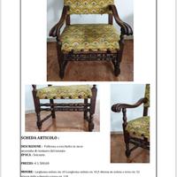 Poltrona antica del '600 in noce - antiquariato