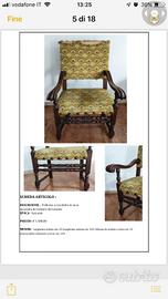 Poltrona antica del '600 in noce - antiquariato