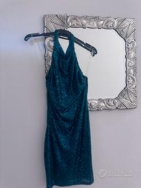 Vestito con paillettes verdi scuro/turchese