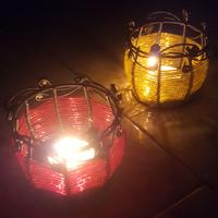 Coppia di 2 porta candele lumini vintage etnico