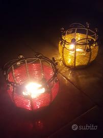 Coppia di 2 porta candele lumini vintage etnico