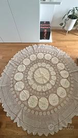 Tovaglia rotonda vintage ricamata + 4 tovaglioli