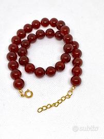 Collana in vera pietra dura Agata Corniola 12mm