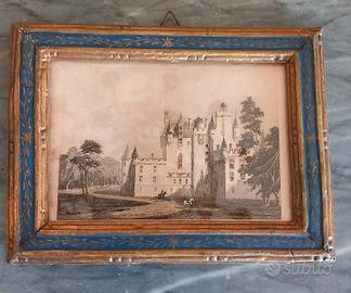 Cornicetta antica laccata con stampa castello Dune