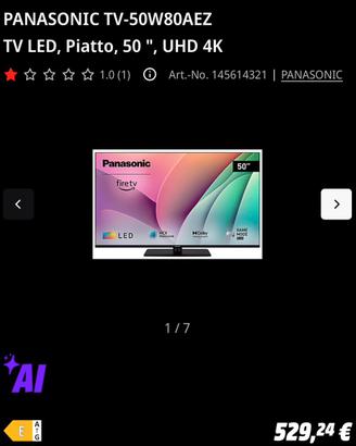 Tv panasonic 50”
